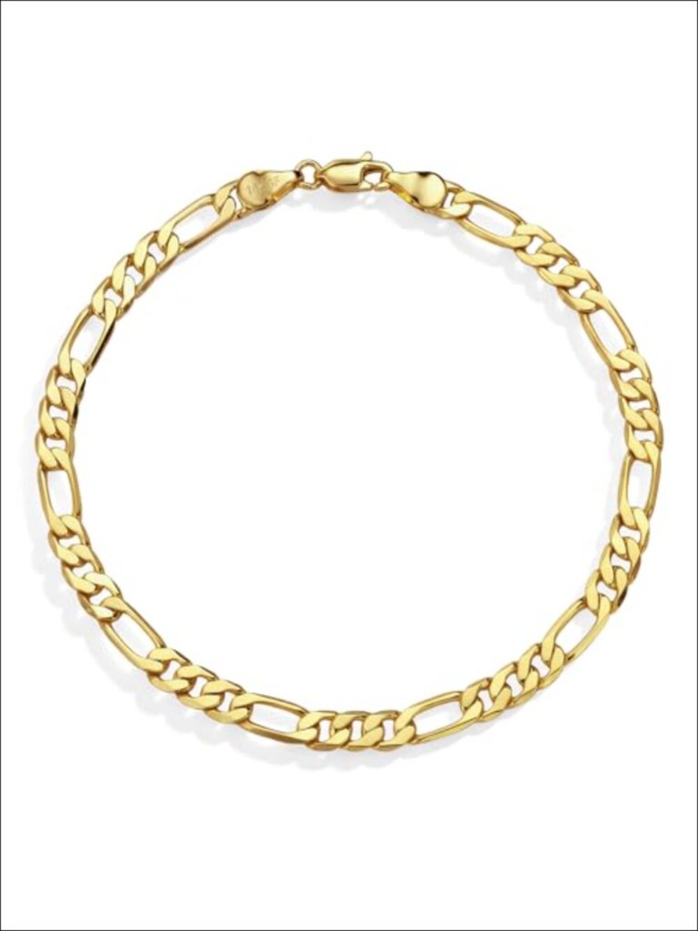 14K Gold Figaro Bracelet 5mm Dainty Diamond-Cut Chain Unisex Stackable